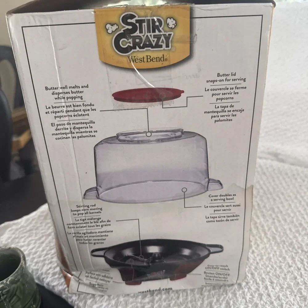 West Bend 82505 Stir Crazy 6 Qt Popcorn Popper New Open Box Red